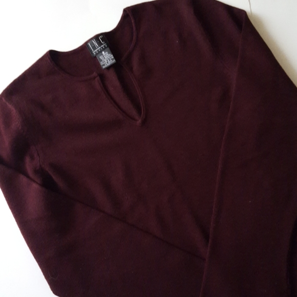 INC Vintage Deep Burgundy Key Hole Neck Sweater - Picture 10 of 11